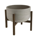 Hector - Pot De Fleur - Acacia/Béton - Marron Foncé/Gris