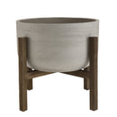 Hector - Pot De Fleur - Acacia/Béton - Marron Foncé/Gris