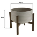 Hector - Pot De Fleur - Acacia/Béton - Marron Foncé/Gris