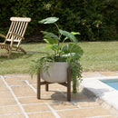 Hector - Pot De Fleur - Acacia/Béton - Marron Foncé/Gris