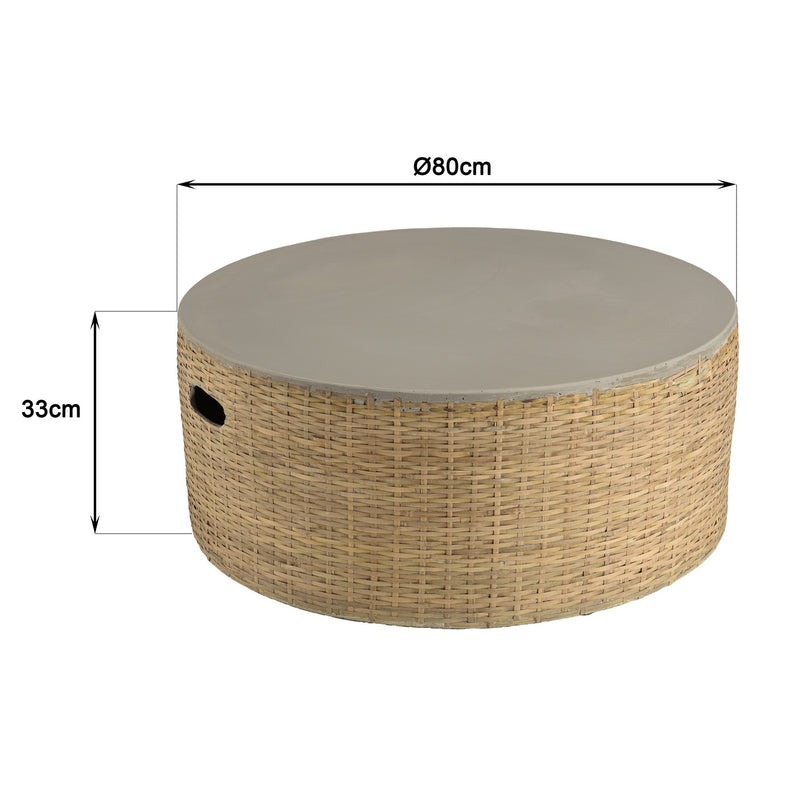 Hector - Table Basse De Jardin - Bambou/Béton - Gris/Bois Clair