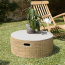 Hector - Table Basse De Jardin - Bambou/Béton - Gris/Bois Clair