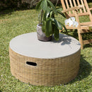 Hector - Table Basse De Jardin - Bambou/Béton - Gris/Bois Clair