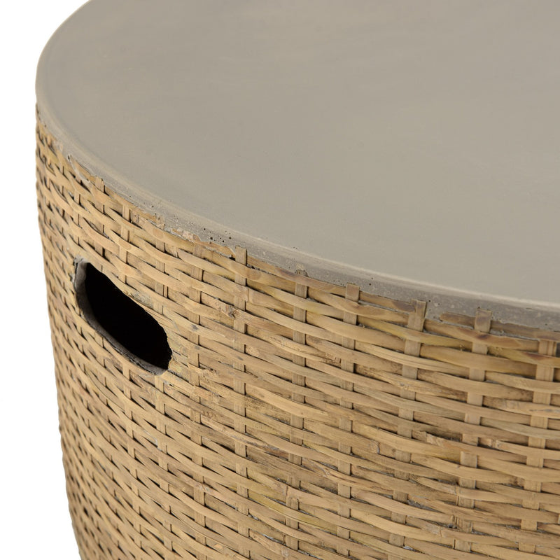 Hector - Table Basse De Jardin - Bambou/Béton - Gris/Bois Clair