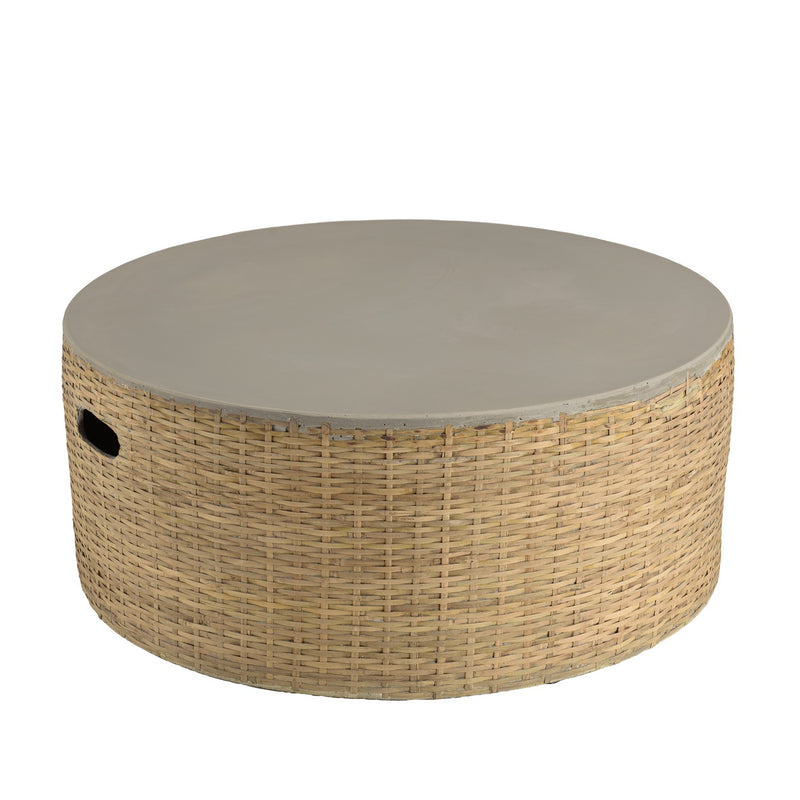 Hector - Table Basse De Jardin - Bambou/Béton - Gris/Bois Clair