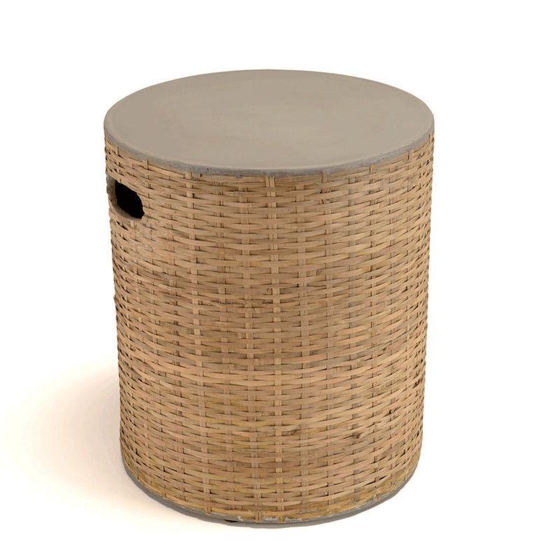 Hector - Table D'Appoint De Jardin - Bambou/Béton - Gris/Bois Clair