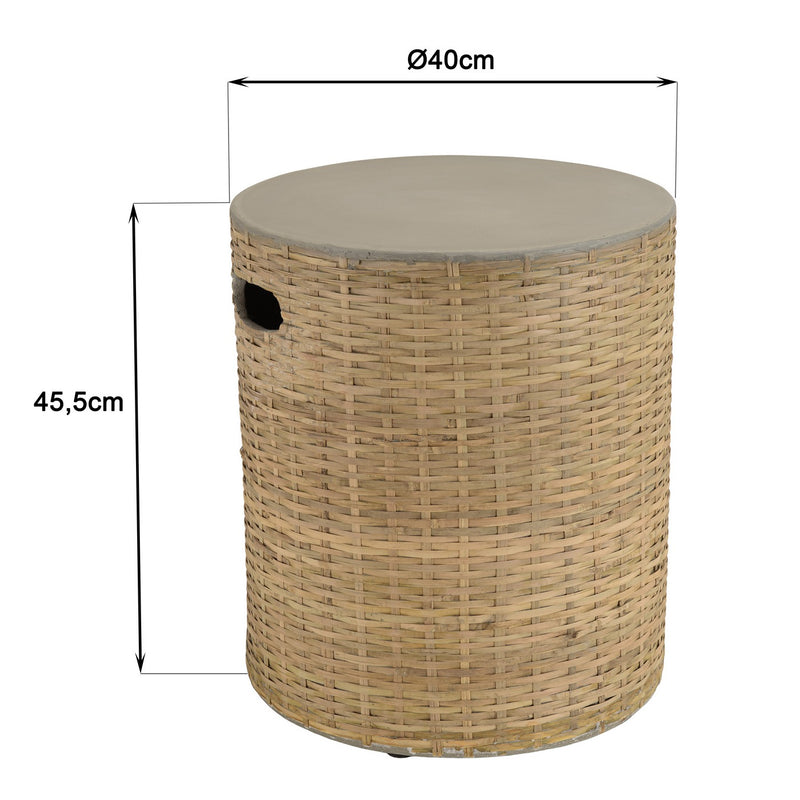 Hector - Table D'Appoint De Jardin - Bambou/Béton - Gris/Bois Clair