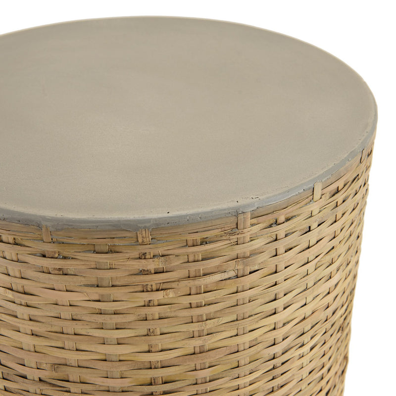 Hector - Table D'Appoint De Jardin - Bambou/Béton - Gris/Bois Clair