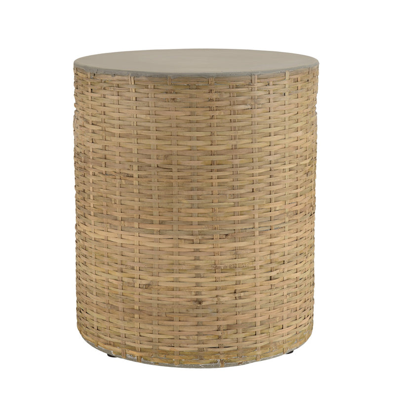 Hector - Table D'Appoint De Jardin - Bambou/Béton - Gris/Bois Clair