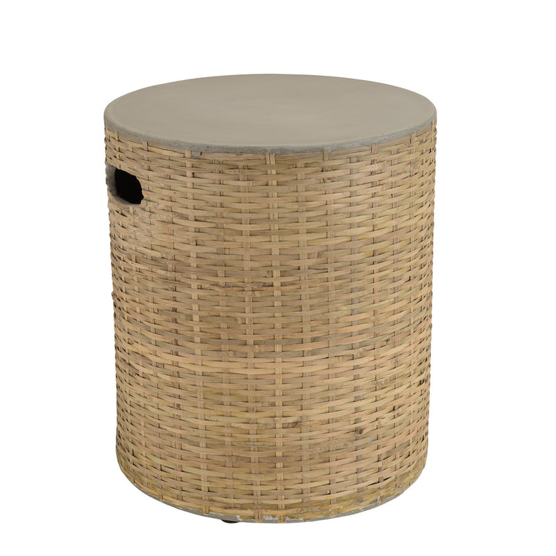 Hector - Table D'Appoint De Jardin - Bambou/Béton - Gris/Bois Clair
