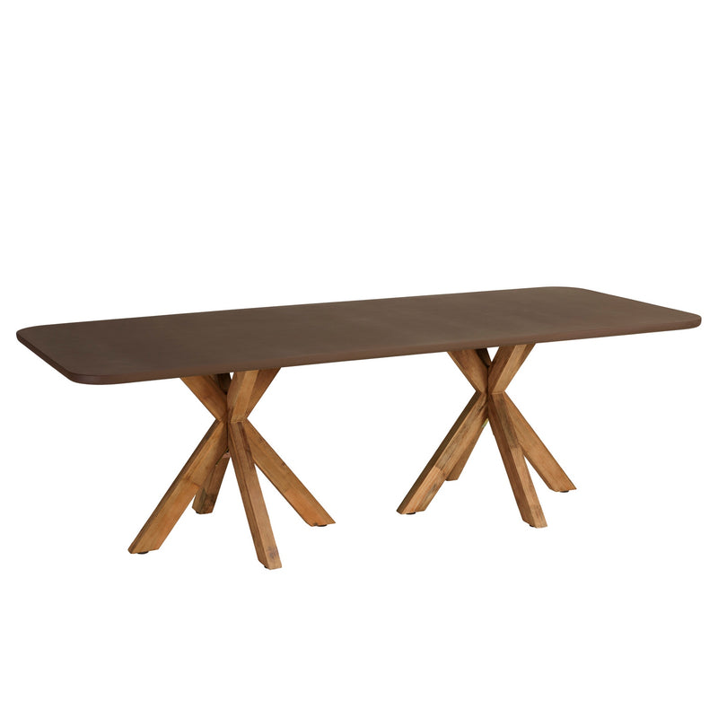 Nestor - Table À Manger De Jardin - Fibre De Ciment/Acacia - Marron