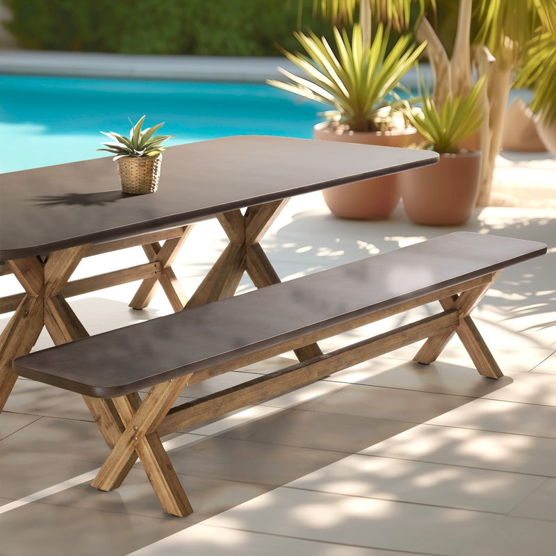 Nestor - Banc De Jardin - Fibre De Ciment/Acacia - Marron