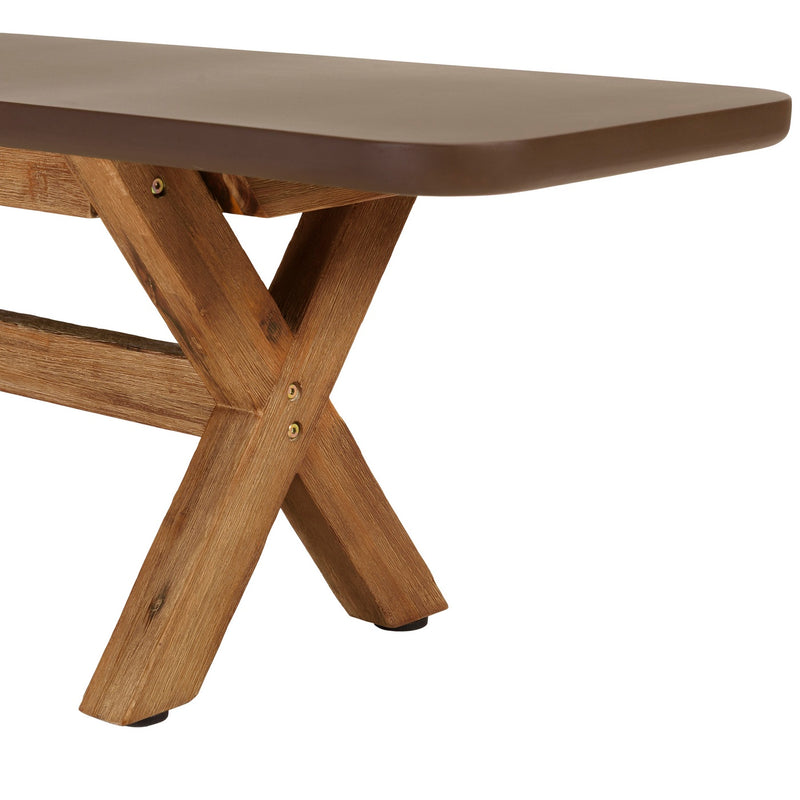 Nestor - Ensemble Table Et Bancs - Fibre De Ciment/Acacia - Marron