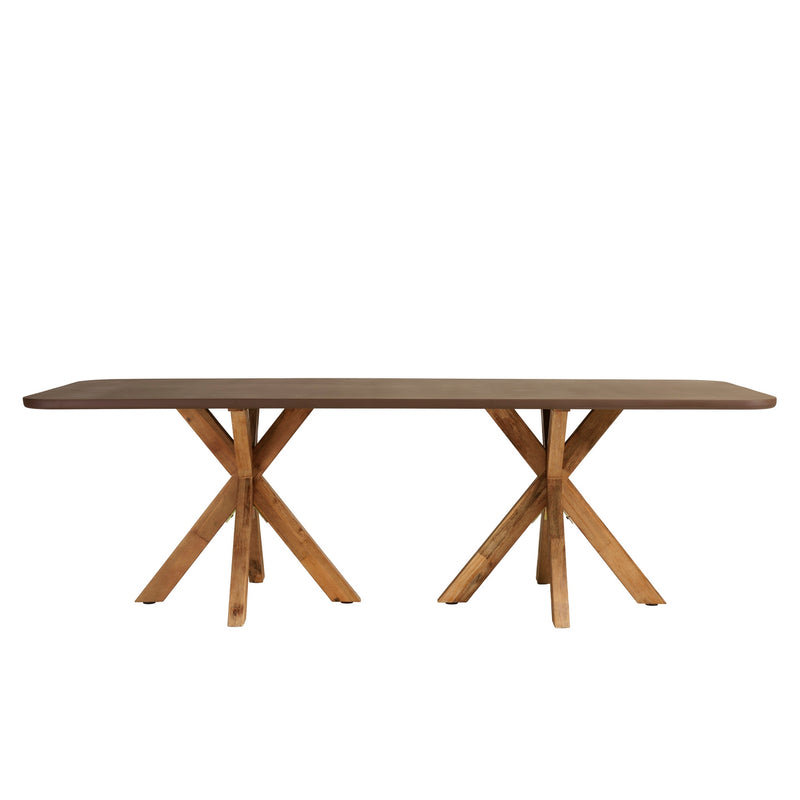 Nestor - Ensemble Table Et Bancs - Fibre De Ciment/Acacia - Marron