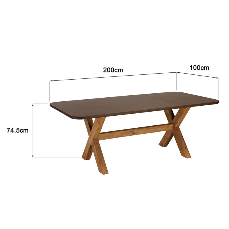 Nestor - Table À Manger De Jardin - Fibre De Ciment/Acacia - Marron