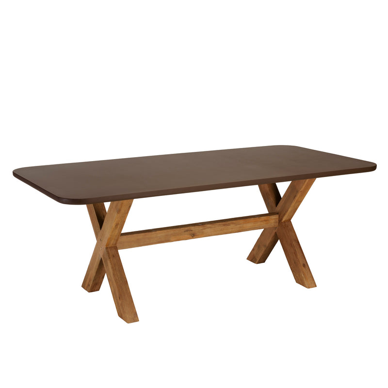 Nestor - Table À Manger De Jardin - Fibre De Ciment/Acacia - Marron