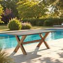 Nestor - Table À Manger De Jardin - Fibre De Ciment/Acacia - Marron