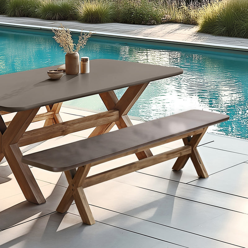 Nestor - Banc De Jardin - Fibre De Ciment/Acacia - Marron