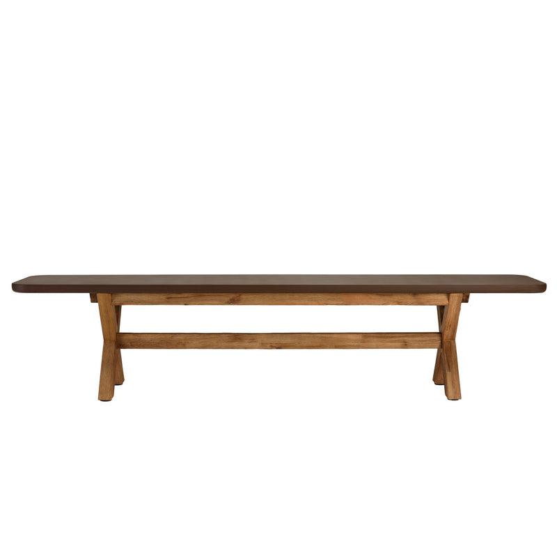 Nestor - Ensemble Table Et Bancs - Fibre De Ciment/Acacia - Marron