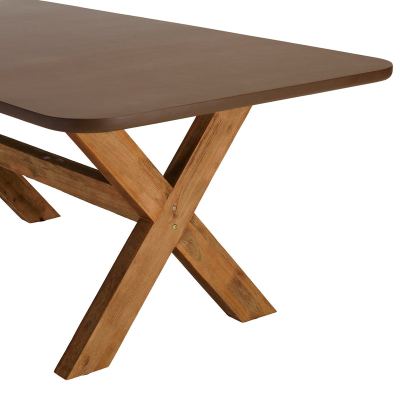 Nestor - Ensemble Table Et Bancs - Fibre De Ciment/Acacia - Marron