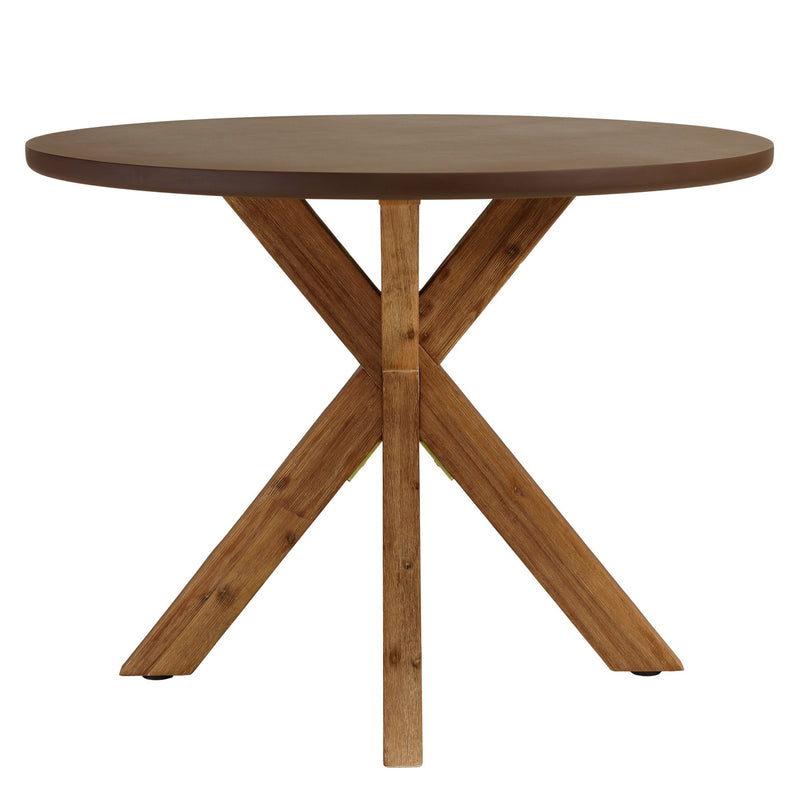 Nestor - Table À Manger De Jardin - Fibre De Ciment/Acacia - Marron