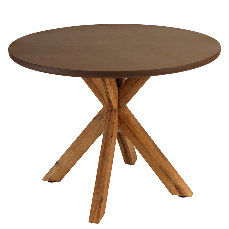 Nestor - Table À Manger De Jardin - Fibre De Ciment/Acacia - Marron