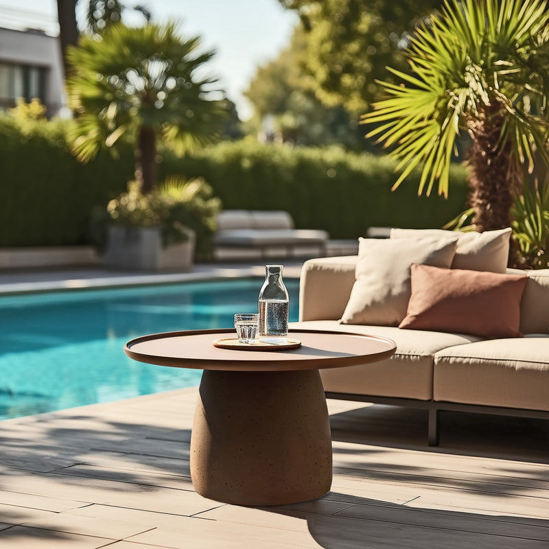 Nestor - Table Basse De Jardin - Fibre De Ciment - Marron