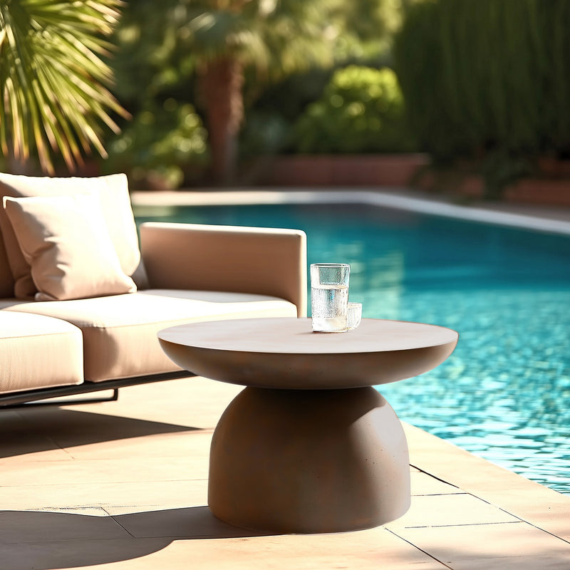 Nestor - Table Basse De Jardin - Fibre De Ciment - Marron