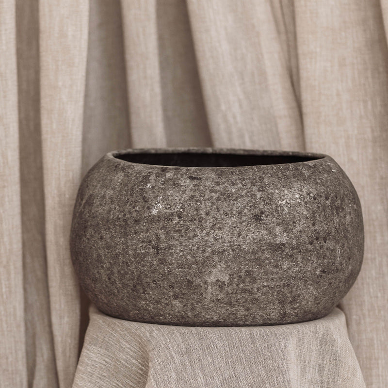 Cave - Plat Décoratif Anthracite - Grès - Gris