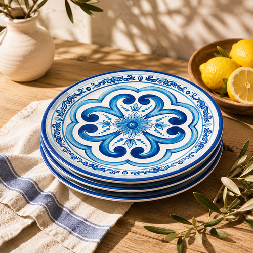 Lot De 4 Assiettes Plates - Blues