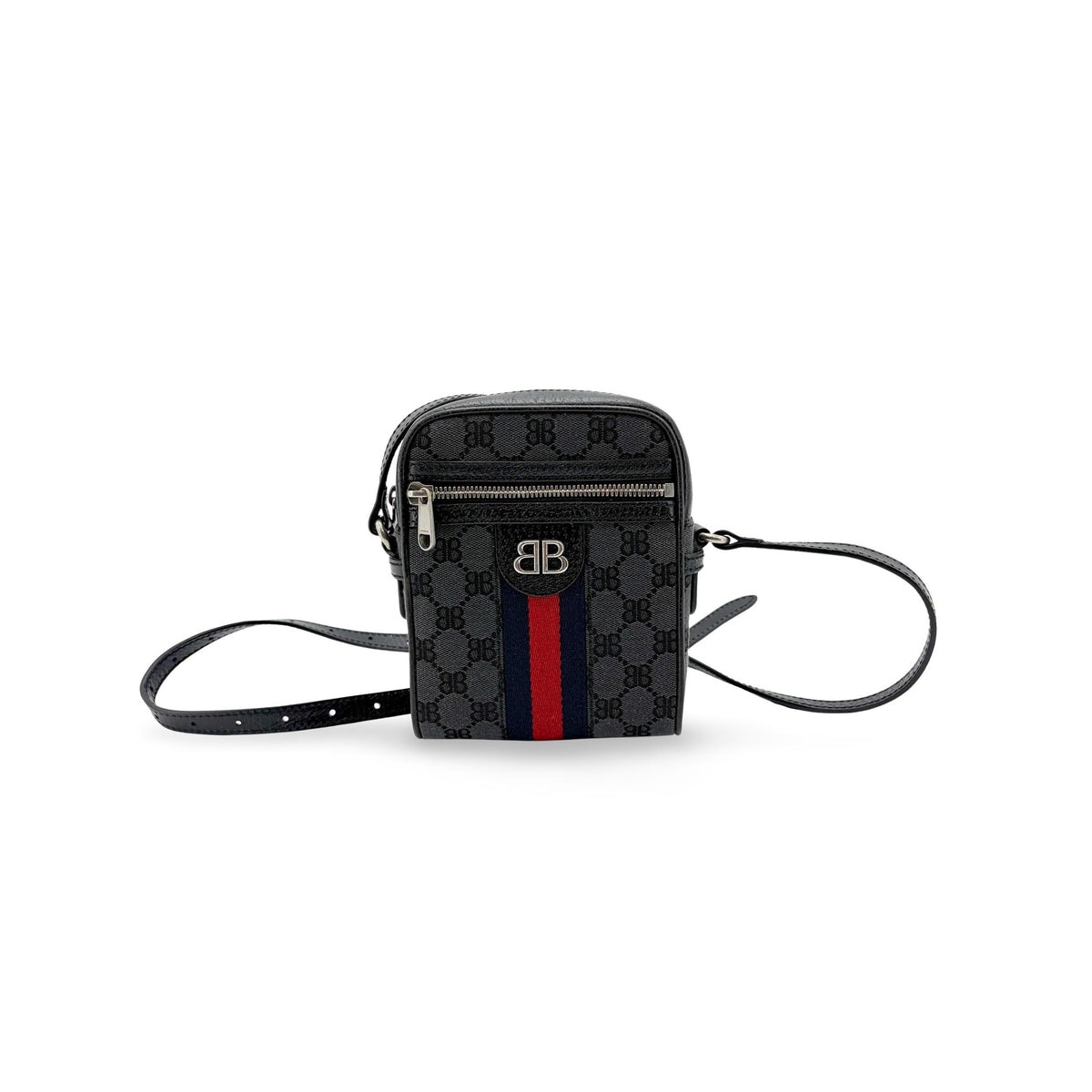 Sac Porté Épaule Balenciaga X Gucci The Hacker Project Zip Messenger Mini Toile - Noir