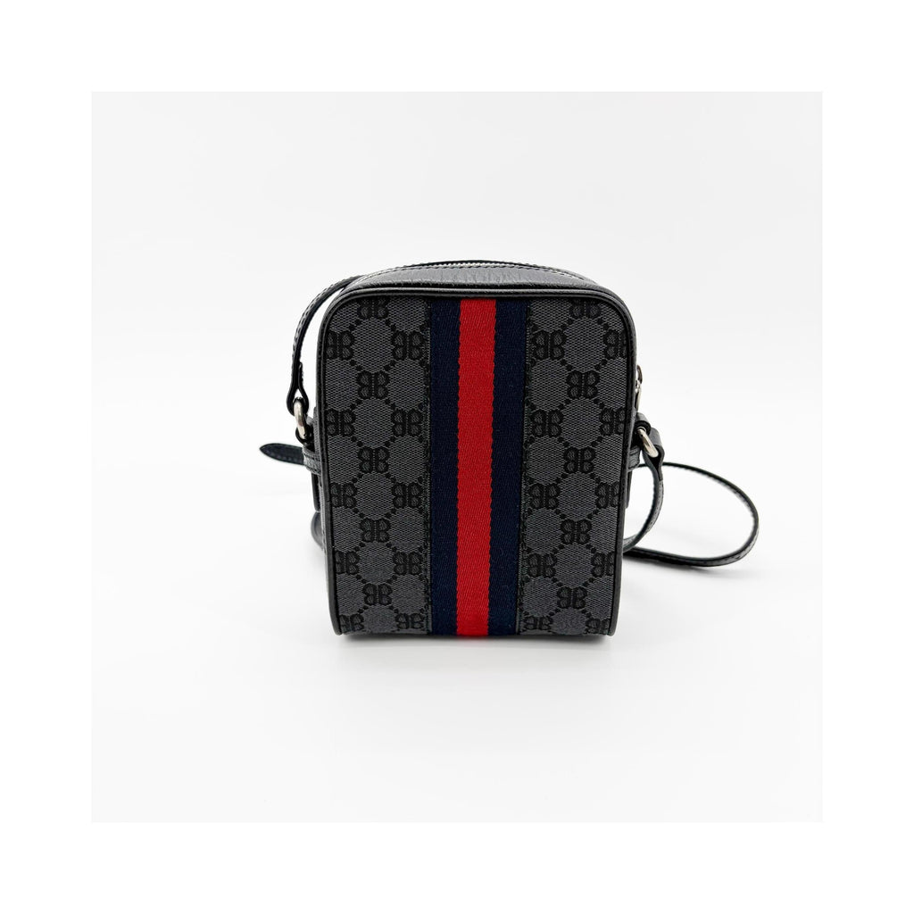 Sac Porté Épaule Balenciaga X Gucci The Hacker Project Zip Messenger Mini Toile - Noir