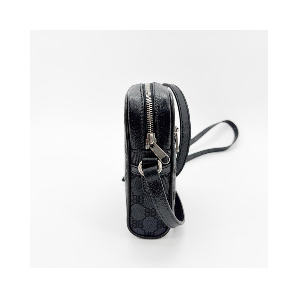 Sac Porté Épaule Balenciaga X Gucci The Hacker Project Zip Messenger Mini Toile - Noir