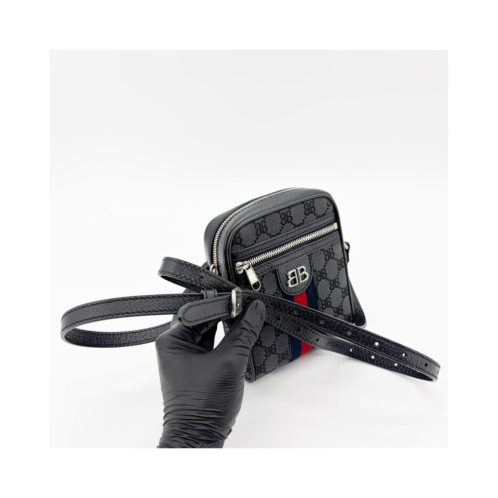 Sac Porté Épaule Balenciaga X Gucci The Hacker Project Zip Messenger Mini Toile - Noir