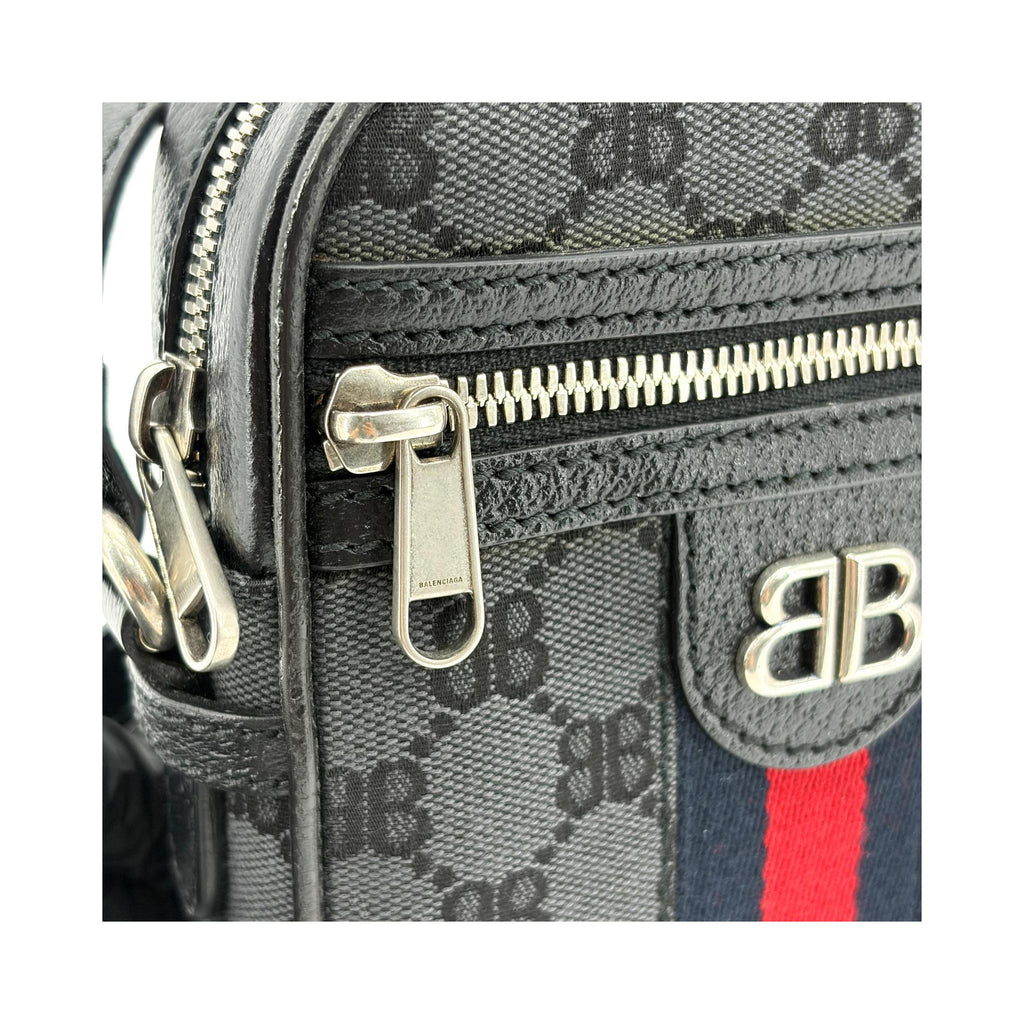Sac Porté Épaule Balenciaga X Gucci The Hacker Project Zip Messenger Mini Toile - Noir
