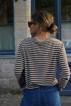 Tristan Striped Thin Sweater Brown/Ecru