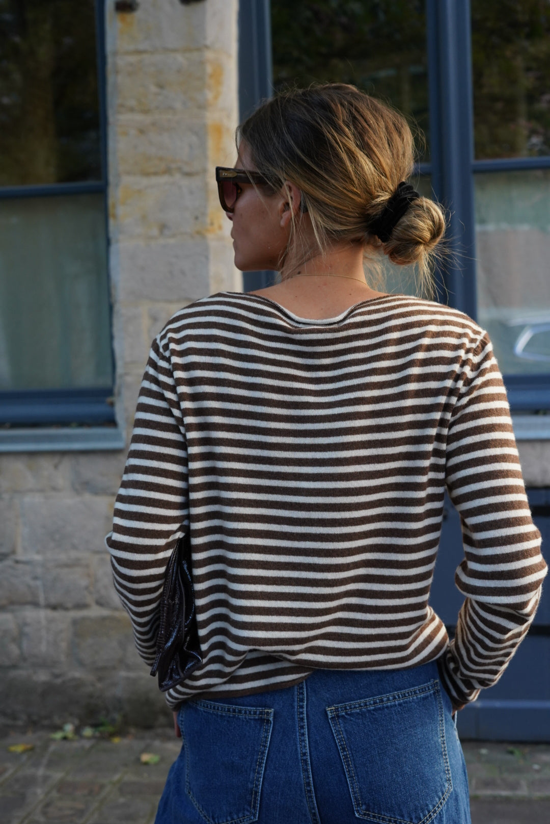 Tristan Striped Thin Sweater Brown/Ecru