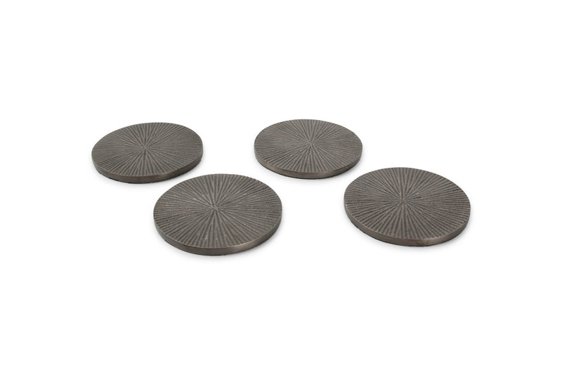 Charm - Set De 4 Sous-Verres Nervurés - Aluminium - Noir