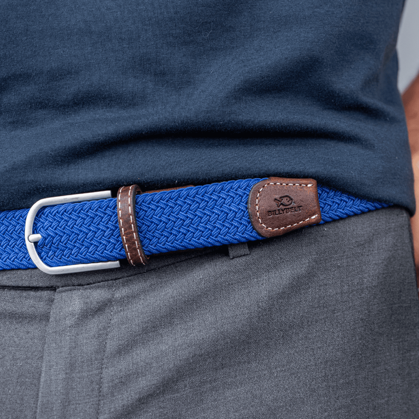 Ceinture Tressée Élastique Bleu Roi