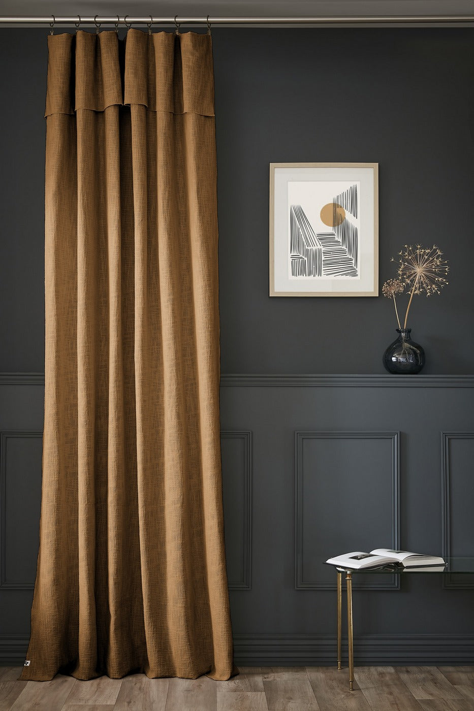 Slub Sixtine - Rideau Ajustable + Anneaux - Coton - Camel