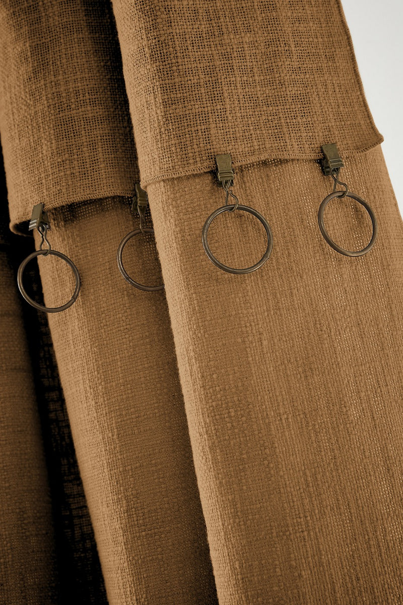 Rideau Ajustable + Anneaux - Coton - Slub Sixtine - Camel