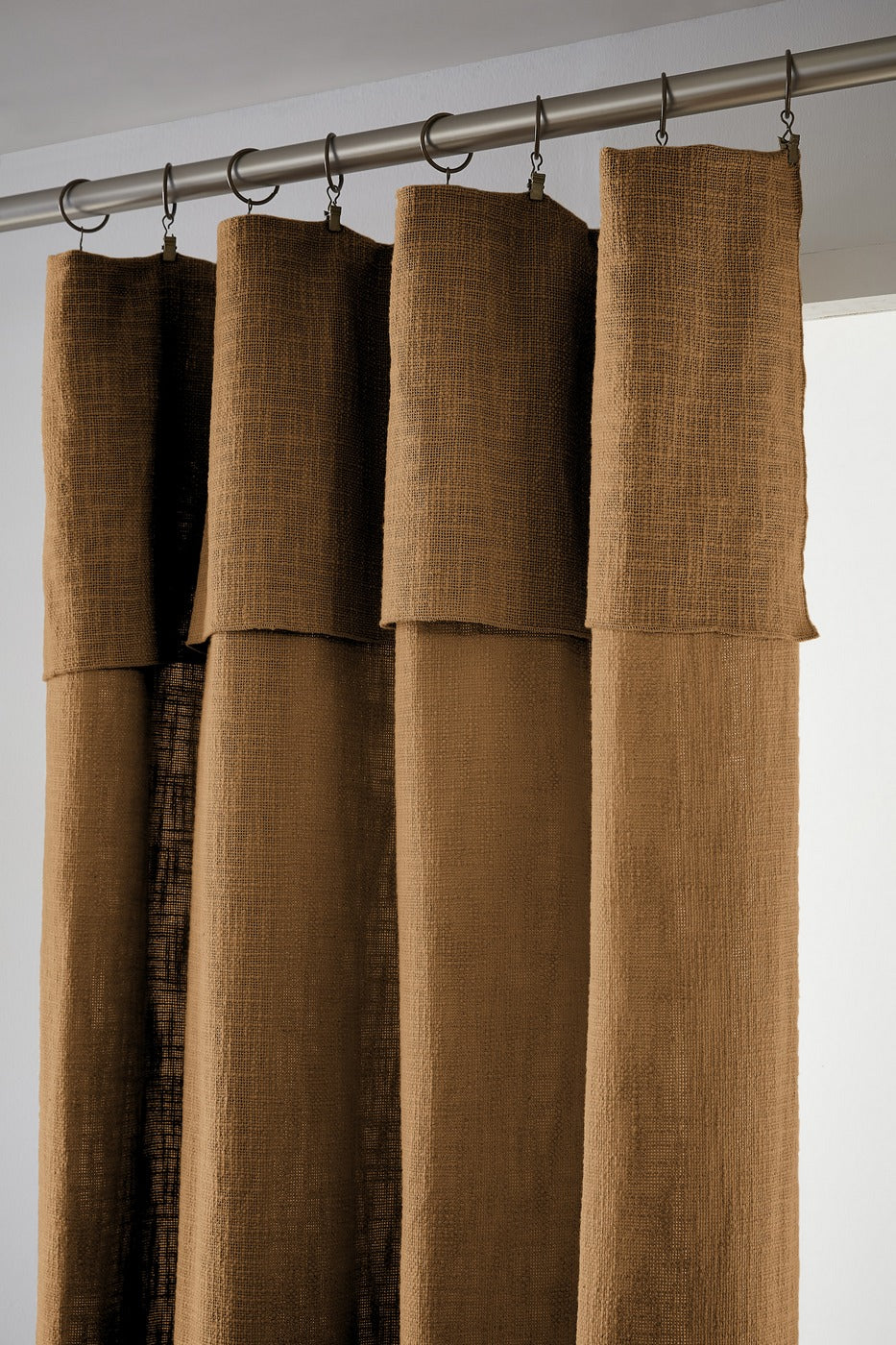 Slub Sixtine - Rideau Ajustable + Anneaux - Coton - Camel