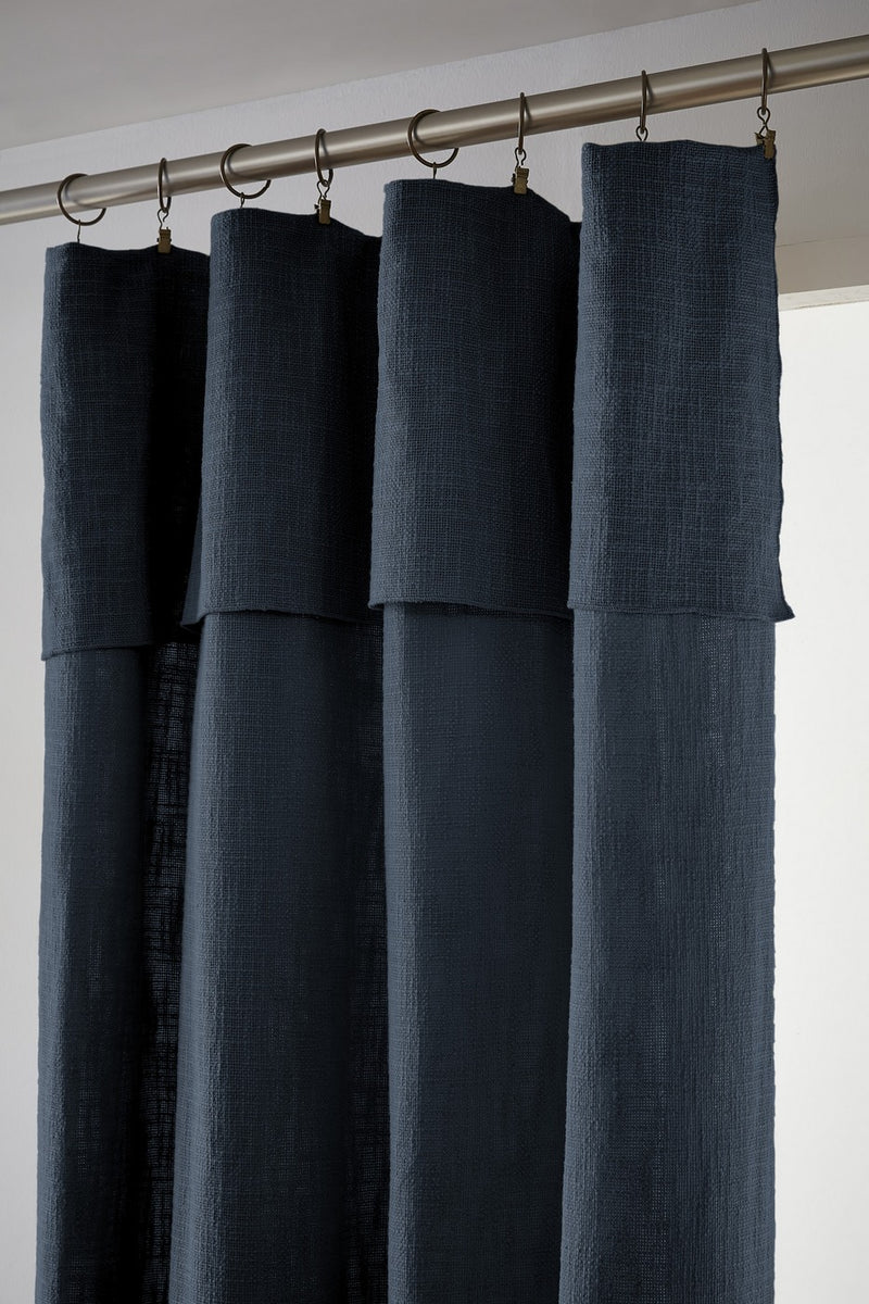 Rideau Ajustable + Anneaux - Coton - Slub Sixtine - Minuit