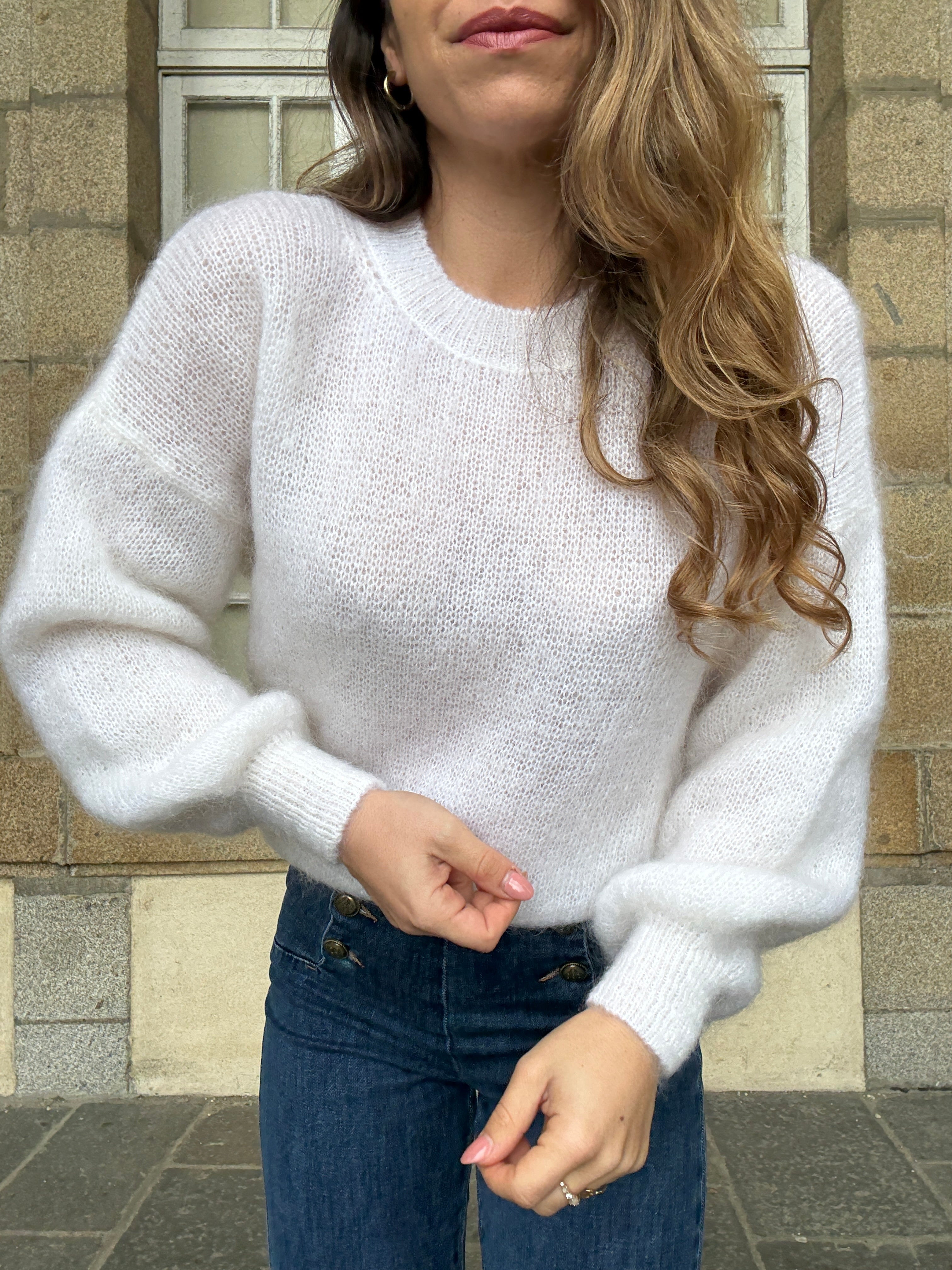 Gaia white mohair and wool knit