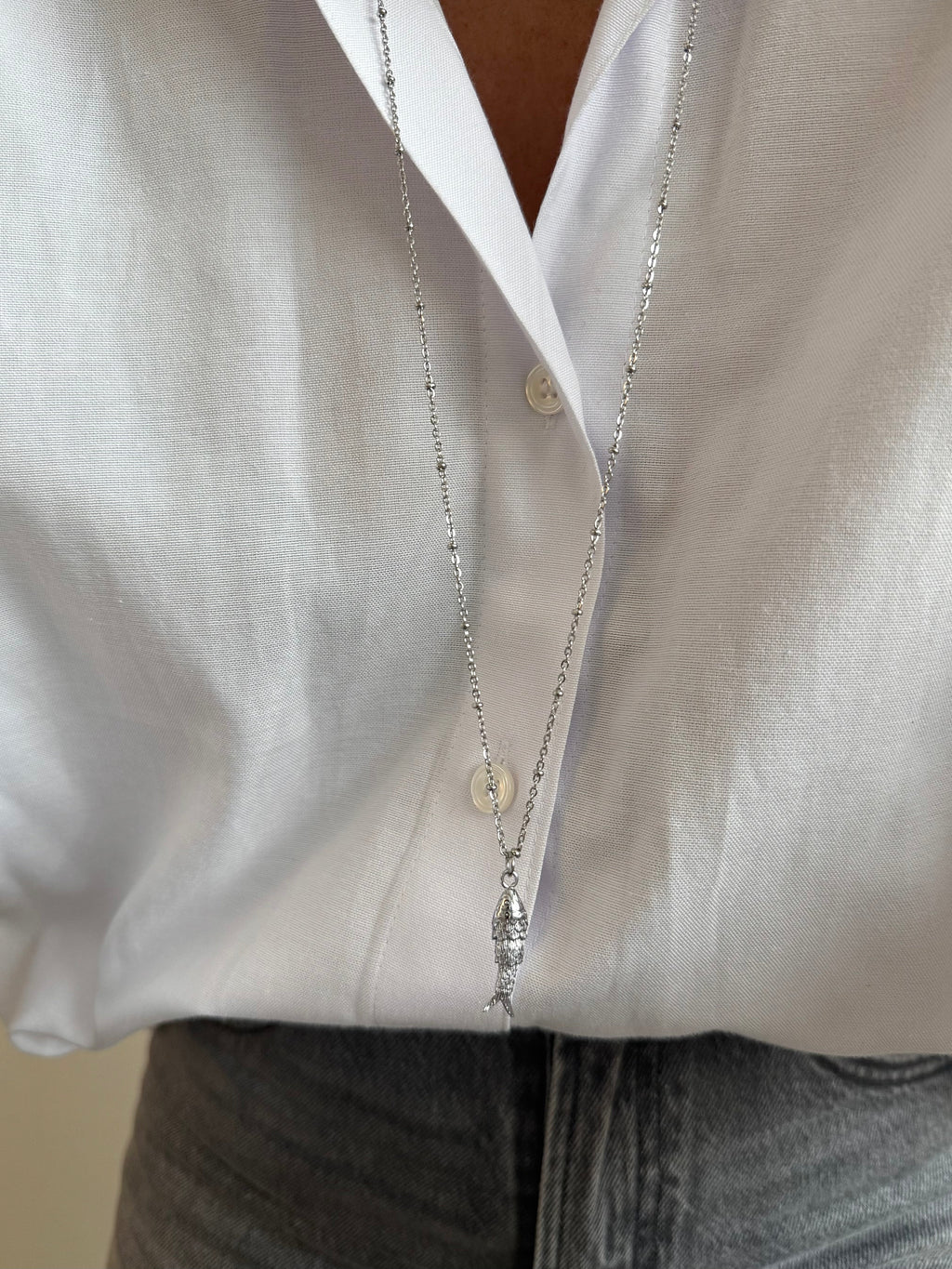 Pez Necklace - Long Necklace - Gold Or Silver