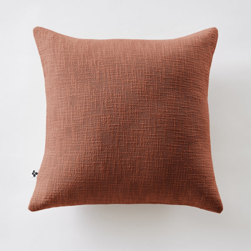 Coussin Déhoussable - Coton - Slub Sixtine - Terracotta