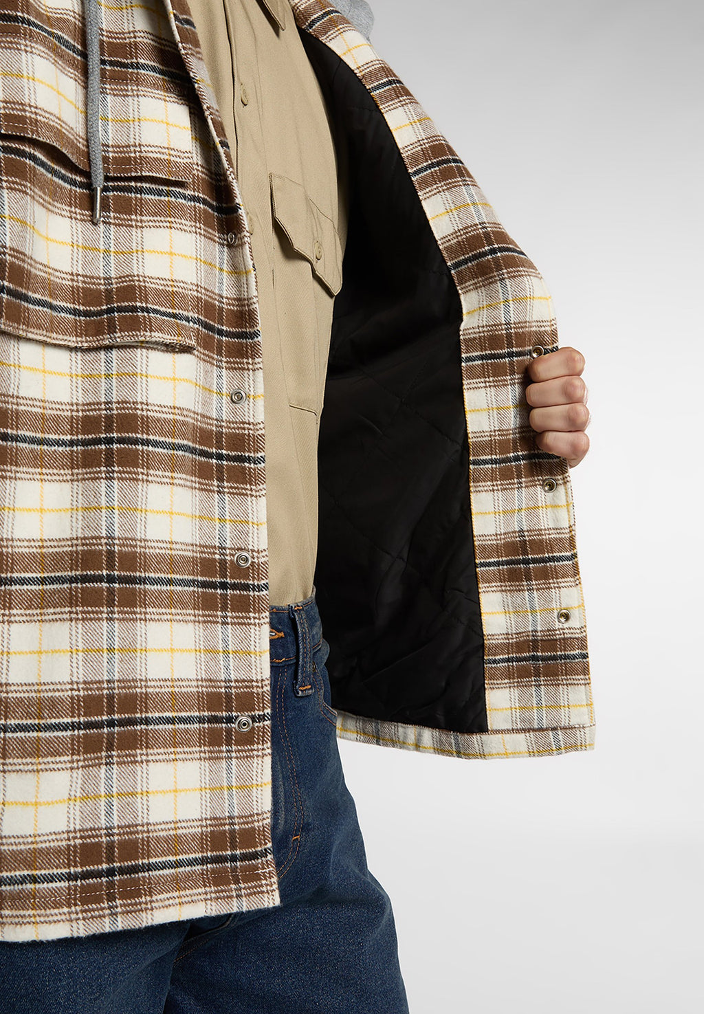 Sobrecamisa de franela con capucha Eustis - Blanco garceta - Hombre