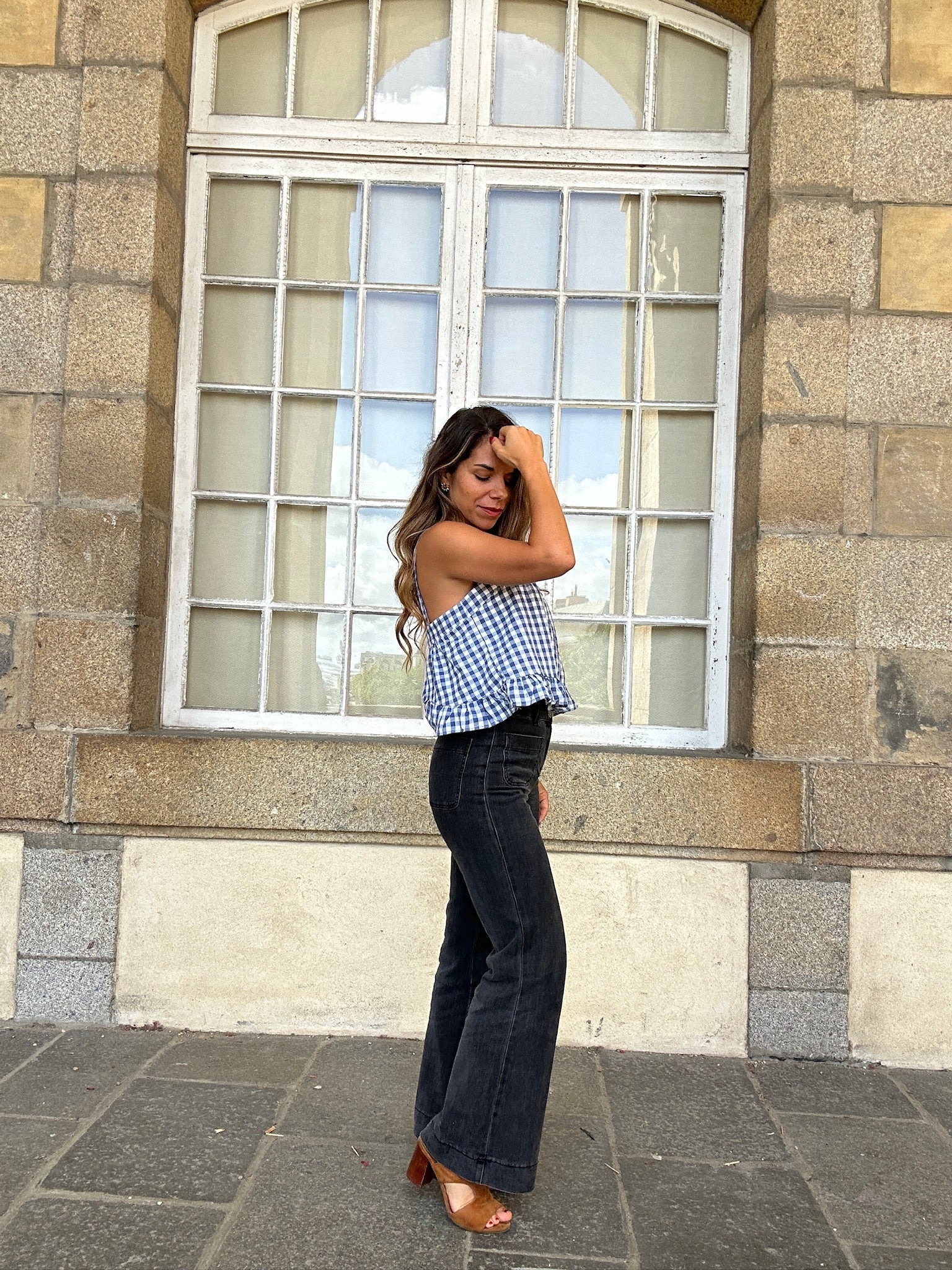 Top Callie Vichy Bleu Marine