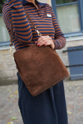 Brown Suede Bucket Bag