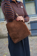 Brown Suede Bucket Bag